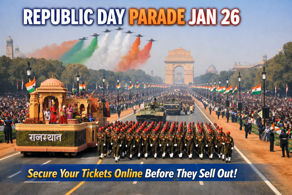 Republic Day Parade Jan 26 at Kartavya Path in New Delhi with cultural tableaux and military display