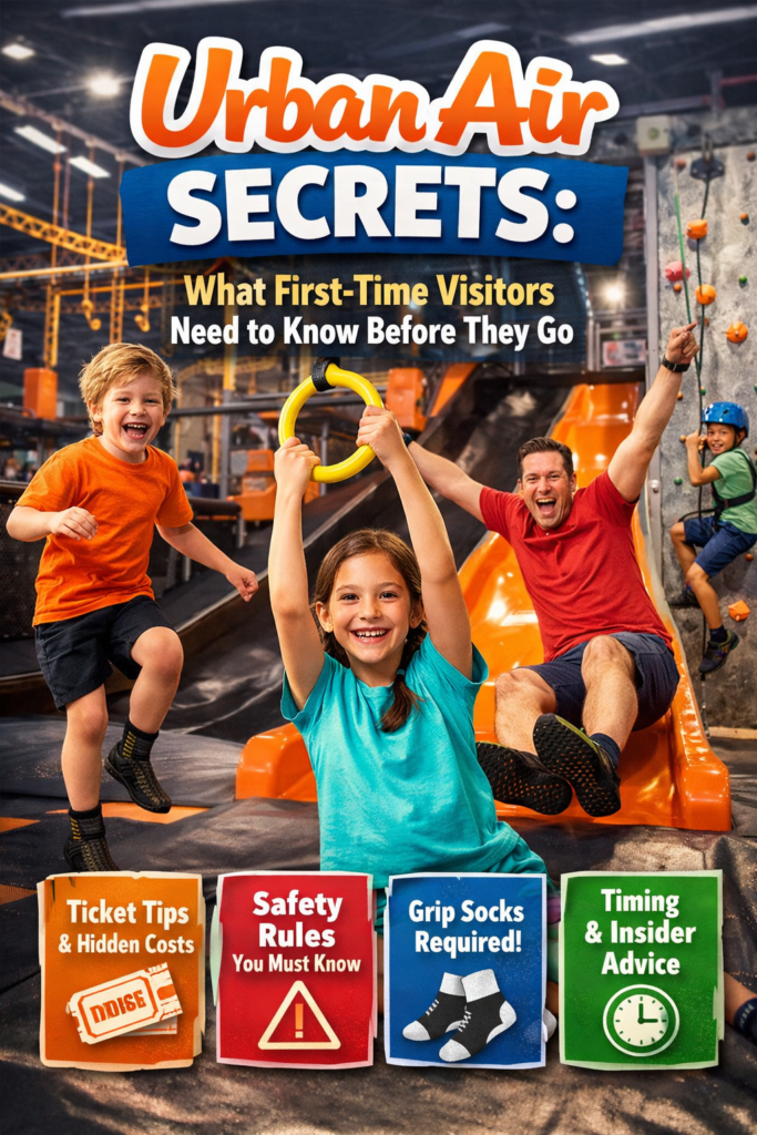 People enjoying trampolines and adventure attractions inside an Urban Air indoor park