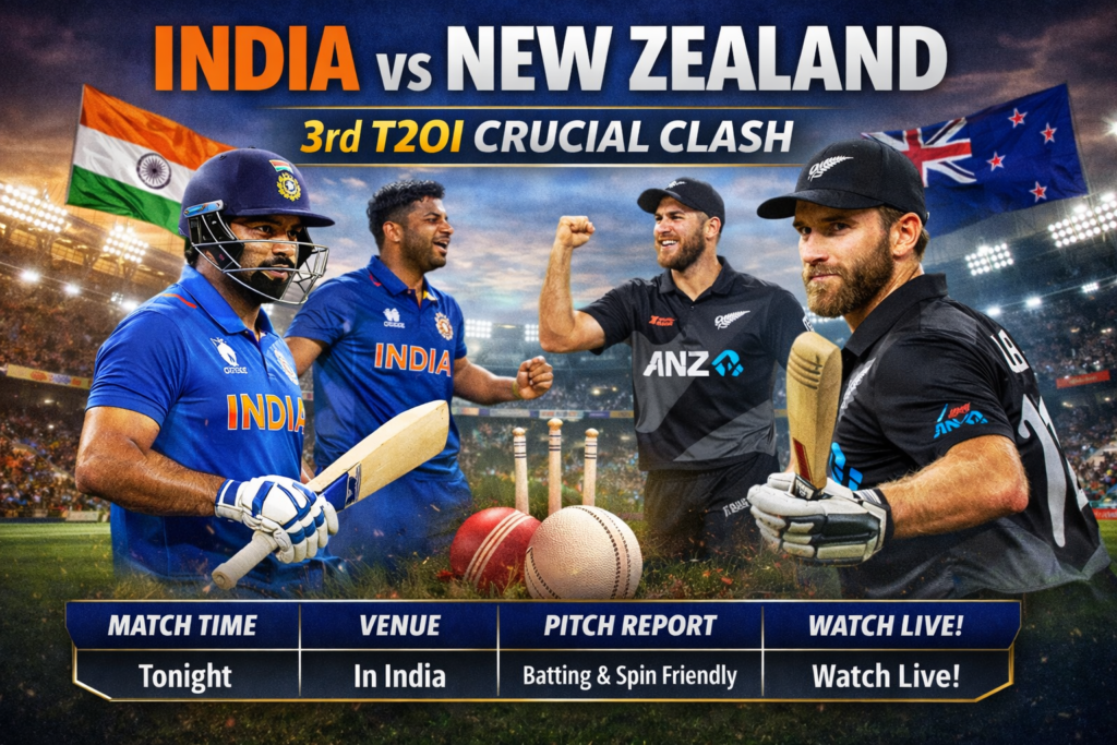 India vs New Zealand players during a T20 international cricket match