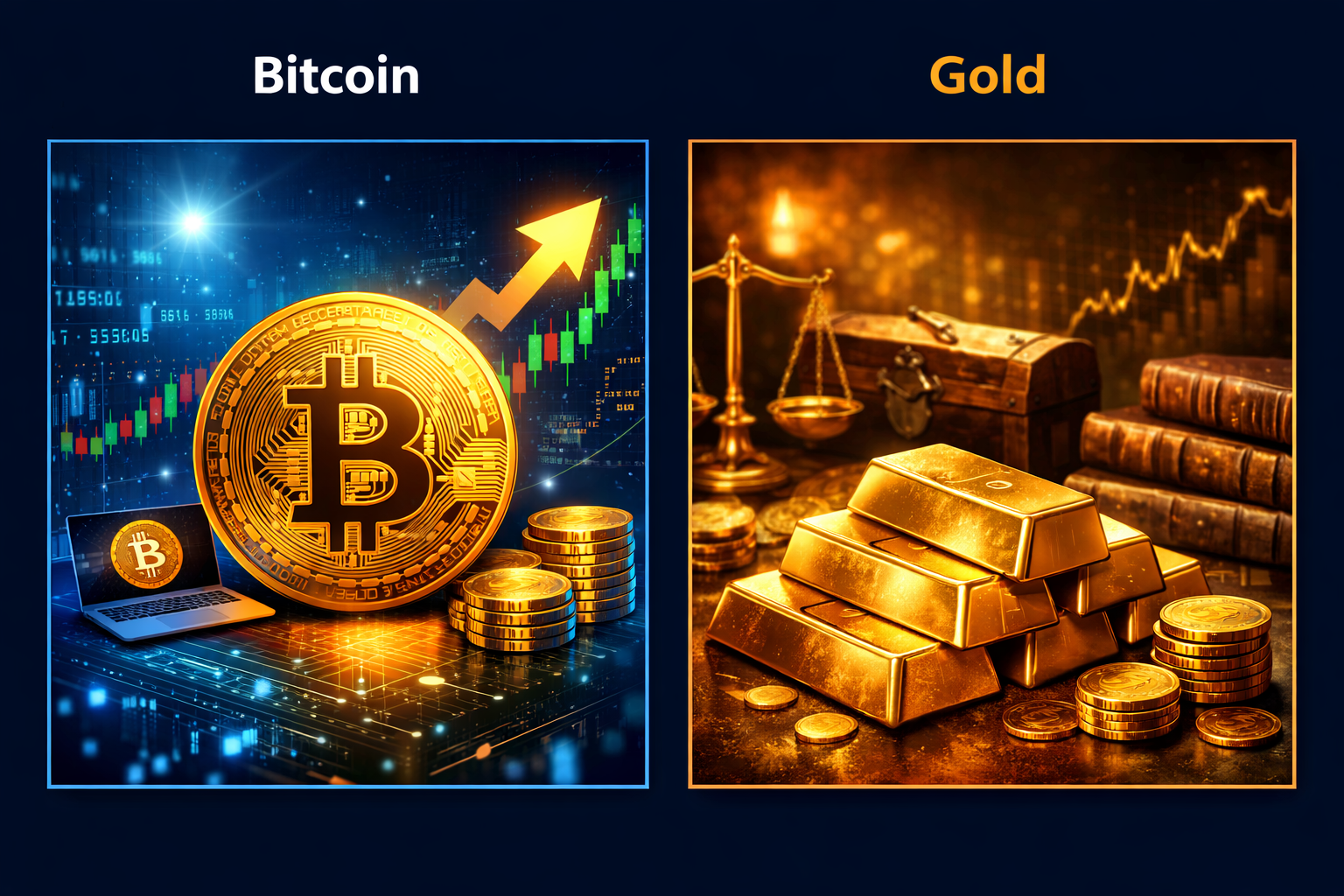 Graph showing Bitcoin price vs gold price comparison for investors