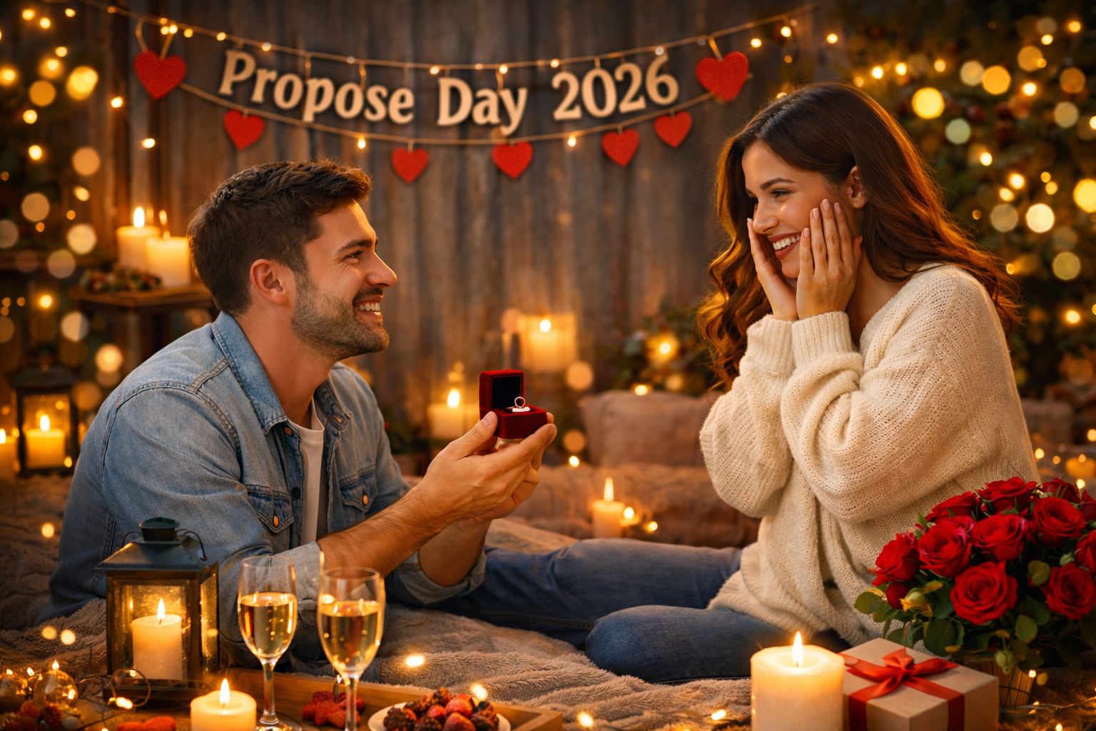 Couple sharing a warm and simple proposal moment on Propose Day 2026