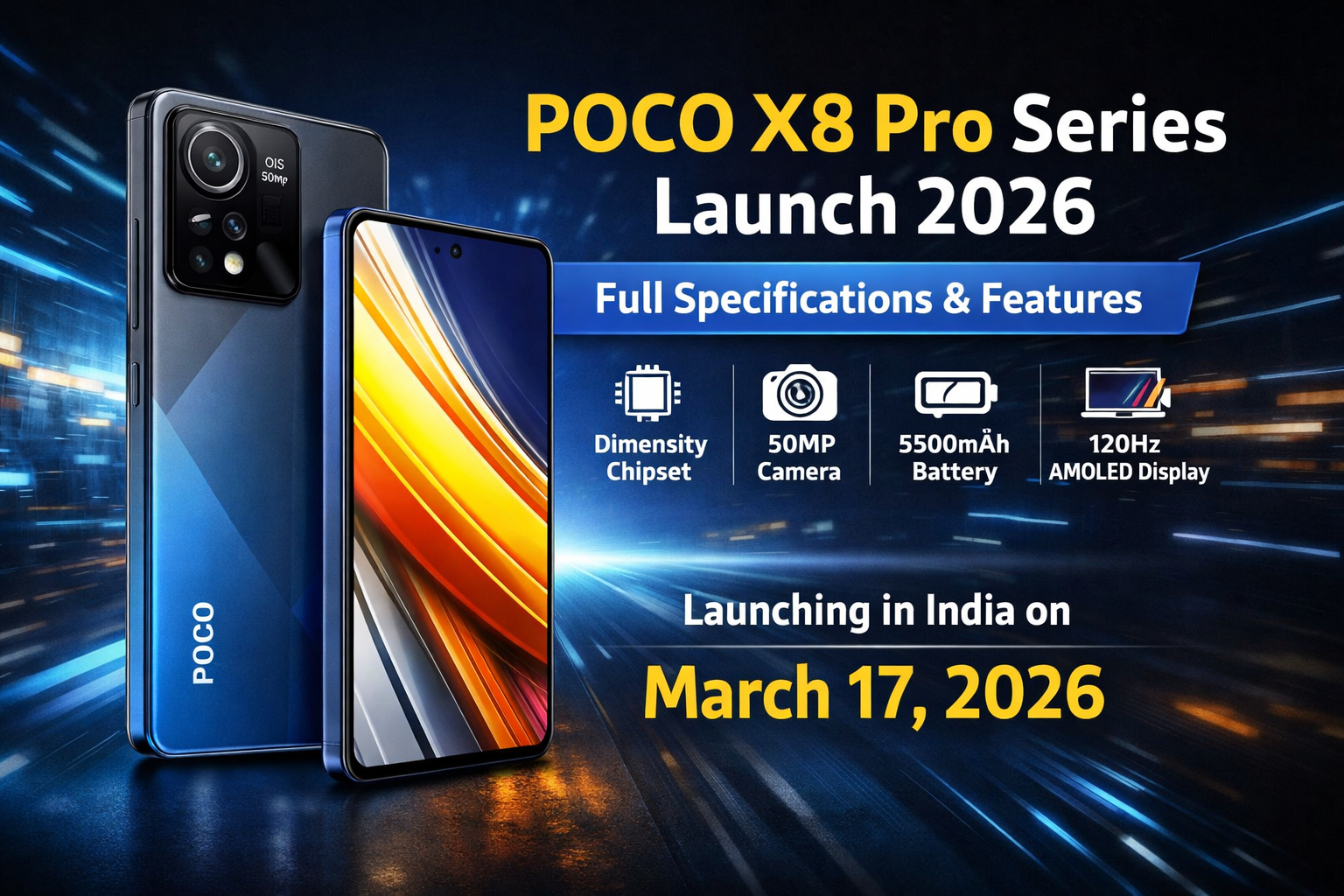 POCO X8 Pro smartphones showcasing modern design and camera setup
